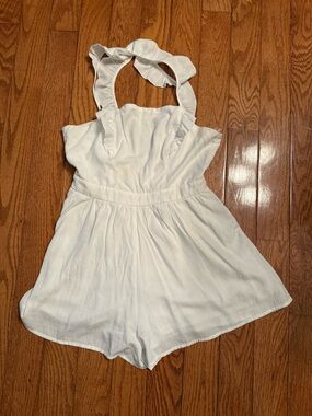 Altar'd State White Backless Romper Size Medium with Flutter straps